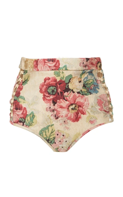 Zimmermann Melody High Bikini Bottom In Floral