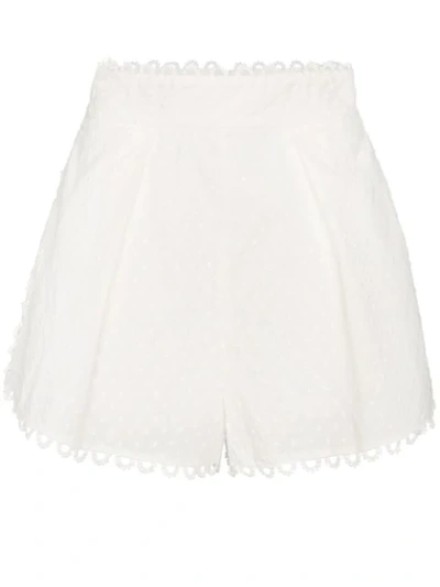 Zimmermann Melody High-waisted Shorts In White