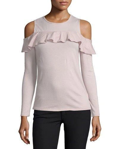 Velvet Pepia Cold-shoulder Top With Ruffled Frills