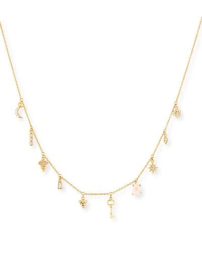 Tai Moon & Star Crystal Charm Necklace In Gold
