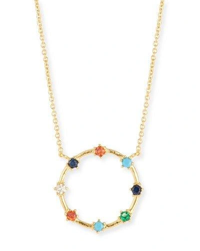 Tai Rainbow Crystal Open-circle Necklace In Gold