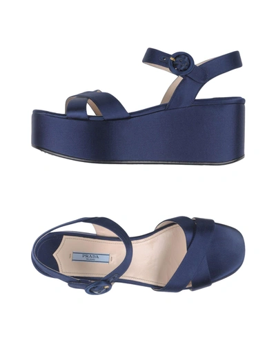 Prada Sandals In Dark Blue