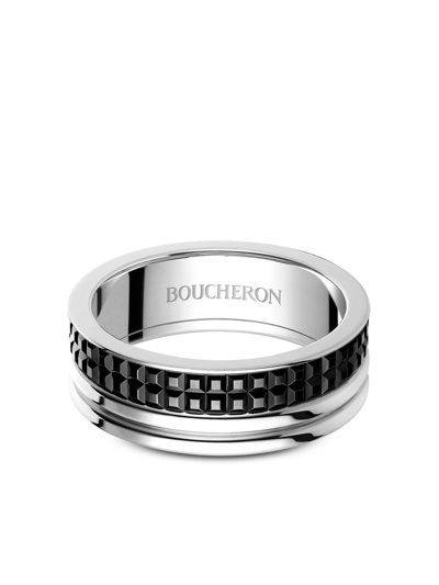 Boucheron 18k White Gold Quatre Black Edition Large Ring, Eu 52 / Us 6 In Silver