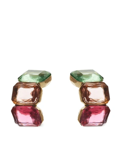 Oscar De La Renta Candy Crystal Hoop Earrings In Watermelon