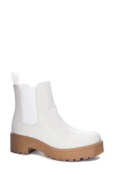 Dirty Laundry Maps Chelsea Boot In White/ White Faux Leather