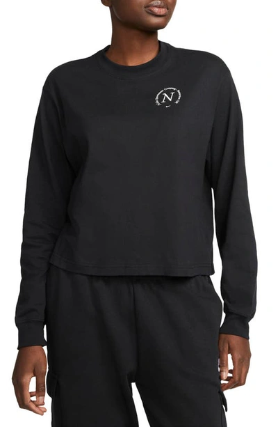 Nike Women's  Sportswear Long-sleeve Boxy T-shirt In Black