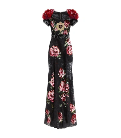 Dolce & Gabbana Floral Sequin Gown In Multi