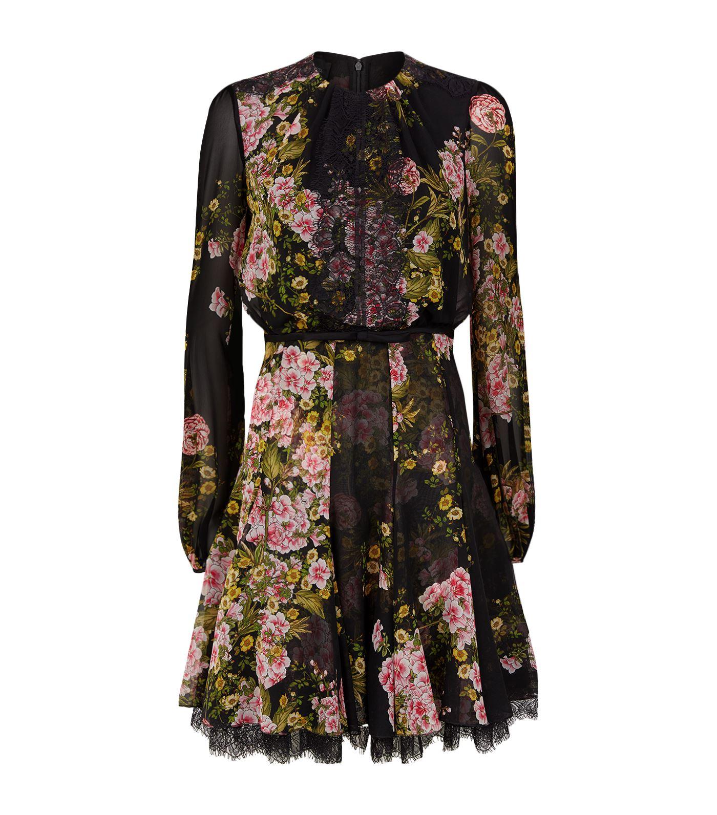 Giambattista Valli Rose Midi Dress In Black | ModeSens