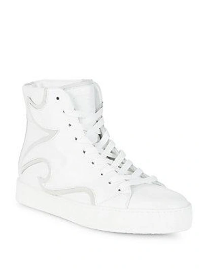 John Galliano Lace-up Hi-top Sneakers In White