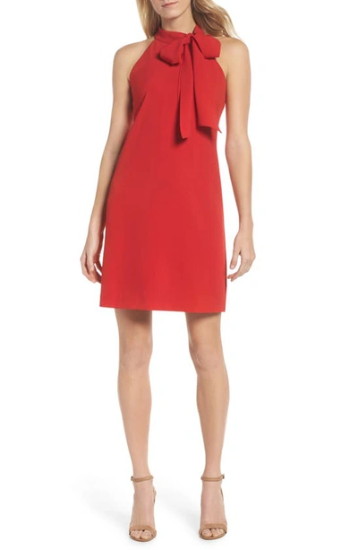 Vince Camuto Halter Tie Neck A-line Dress In Red