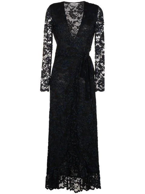 ganni black lace dress