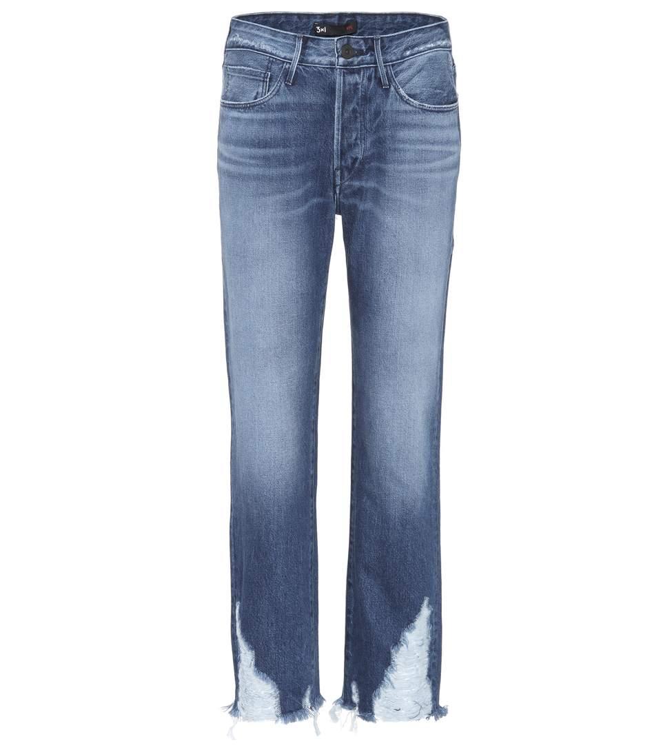3x1 W3 Higher Ground Cropped Boyfriend Jeans In Blue | ModeSens