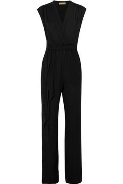 Michael Kors Woman Wrap-effect Silk-georgette Jumpsuit Black | ModeSens