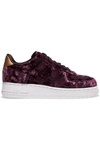 Nike Air Force 1 Metallic Faux Leather-trimmed Crushed-velvet Sneakers In Purple