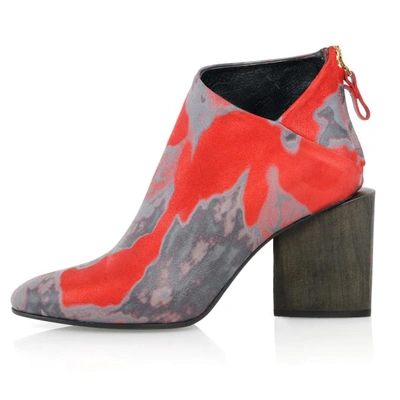 Kim Kwang Watercolour Effect Ankle Boot Red
