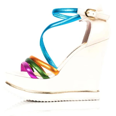 Kim Kwang Colourful Sporty Wedge Sandals White