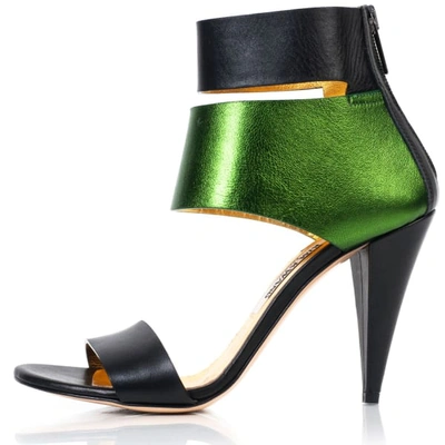 Kim Kwang Metallic Finish Leather Sandals Green