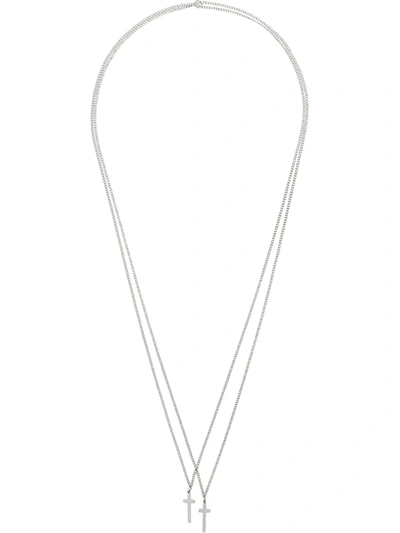 Dsquared2 Double Cross Necklace In Metallic
