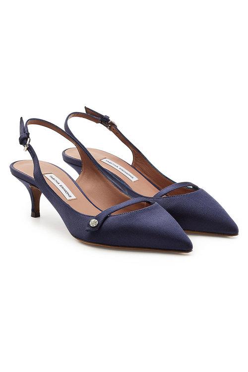 navy sling back kitten heels