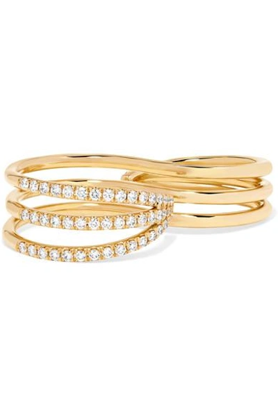 Melissa Kaye 18-karat Gold Diamond Two-finger Ring