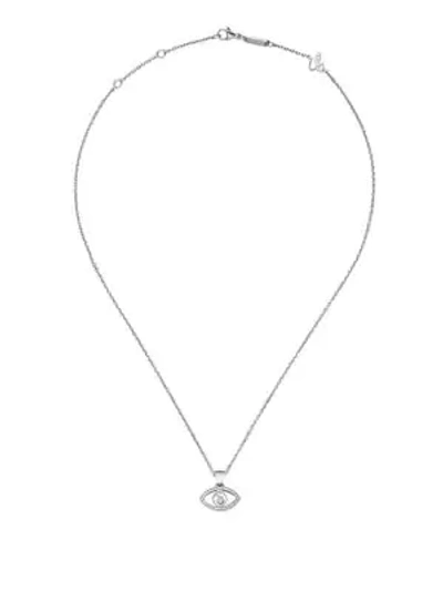 Chopard Women's Happy Diamonds & 18k White Gold Evil Eye Pendant Necklace