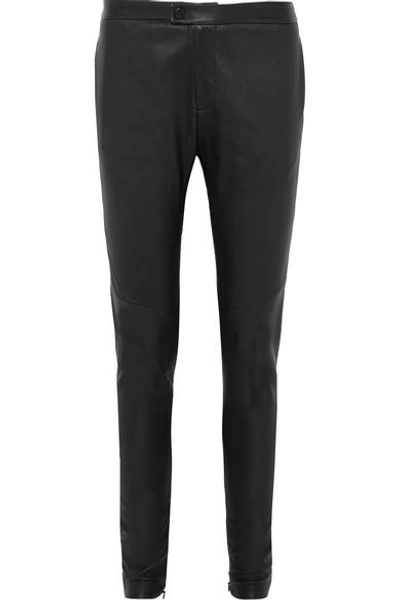 Bassike Leather Skinny Pants In Black