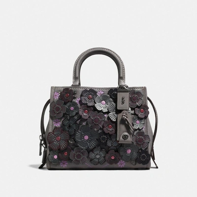 Coach Rogue 25 With Tea Rose In Heather Grey/black Copper