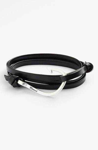 Khaite Men's Hook Leather Wrap Bracelet In Black
