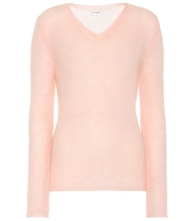 Saint Laurent Mohair-blend Sweater In Pink