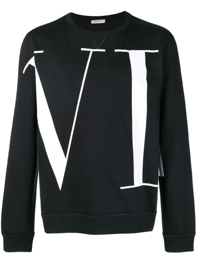 Valentino Logo Patterned Sweater In Black