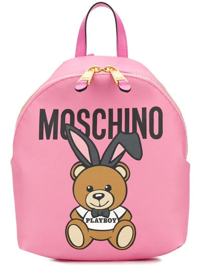 Moschino Ready To Bear Playboy Edition Backpack In Pink