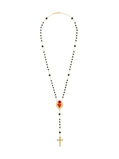 Dolce & Gabbana Rosary Charm-embellished Necklace In Gold