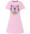 Kenzo Tiger Embroidered Cotton T-shirt Dress In Pink