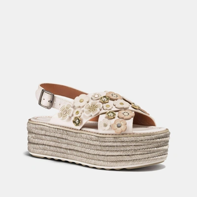 Coach Espadrille Sandal With Tea Rose In Chalk