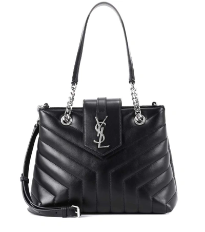 Saint Laurent Small Loulou Leather Shopper In Black