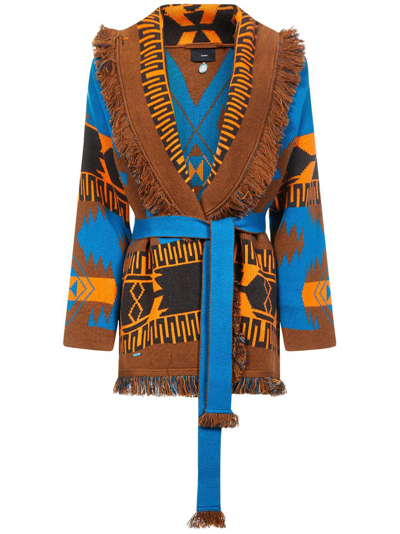 Alanui Icon Belted-waist Cardigan In Blue