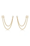 Ettika Two Hole Piercing Chain Dangle Earrings In White
