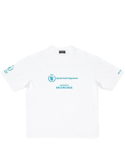 Balenciaga Graphic-print Cotton T-shirt In White