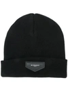 Givenchy Logo Plaque Beanie In Black