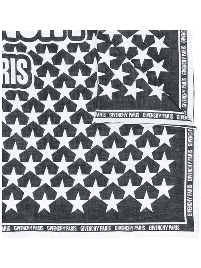 Givenchy Star Print Logo Trim Scarf - Black