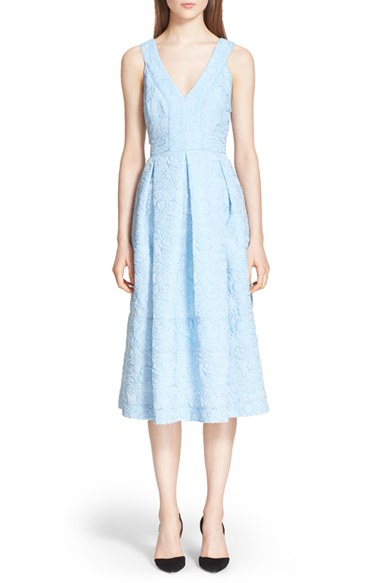 Erdem 'fabrizia' V-neck Cloque Dress In Pale Blue | ModeSens