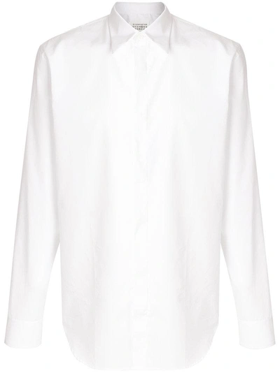 Maison Margiela Point-collar Cotton-poplin Shirt In White