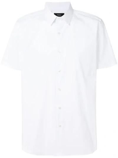 Theory Sylvain S. Wealth Slim-fit Short Sleeve Shirt In White