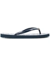 Tory Burch Thin Tory Navy And Psychedelic Geo Flip Flop In Navy Blue