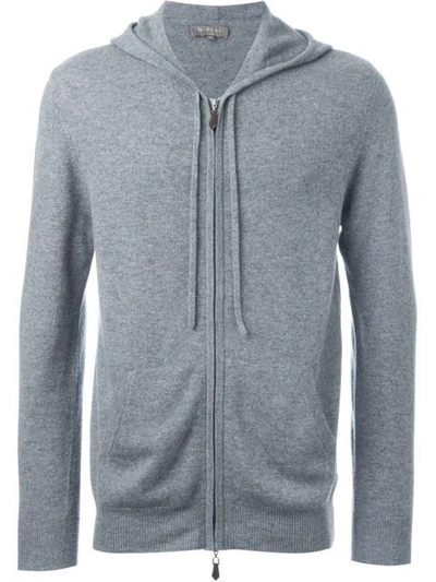 N•peal Hooded Zip Sweater In Grey