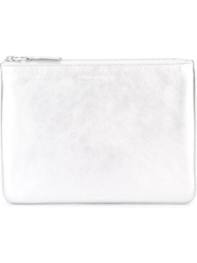 Comme Des Garçons Wallet 'silver' Pouch - Metallic In Metallic