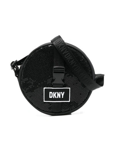 Dkny Teen Handle Logo-patch Shoulder Bag In Black