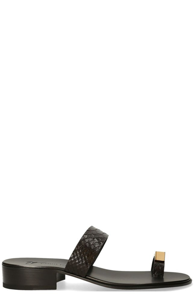 Giuseppe Zanotti Bardack Snakeskin-effect Sandals In Black