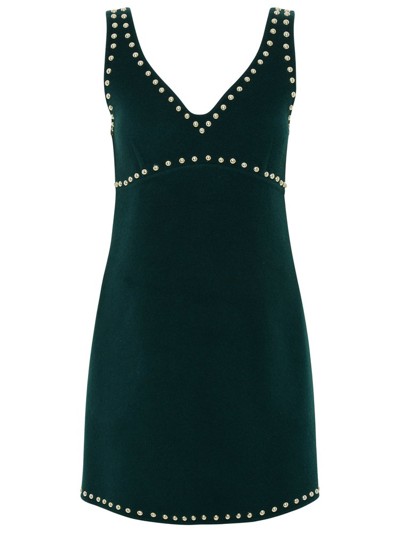 P.a.r.o.s.h Stud-embellished Wool Dress In Green