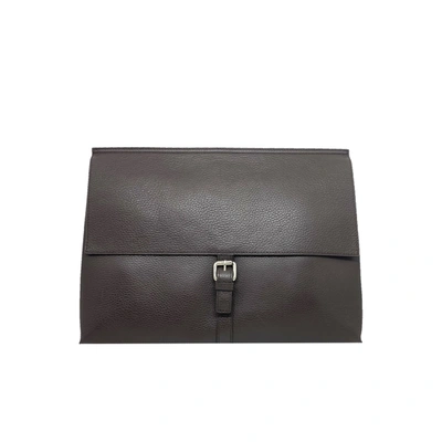 Orciani Leather Briefcase Bag In Brown